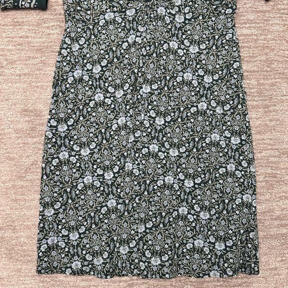 Lands End Dress Womens Large Green Floral V Neck Knot Twist Front Outdoor Casual - Picture 5 of 16